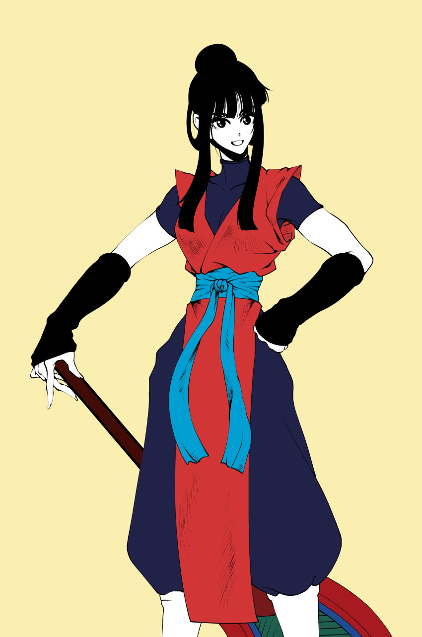 1girl, absurdres, alternate_costume, alternate_form, black_hair, chi-chi_(dragon_ball), clinrollmuri, commentary