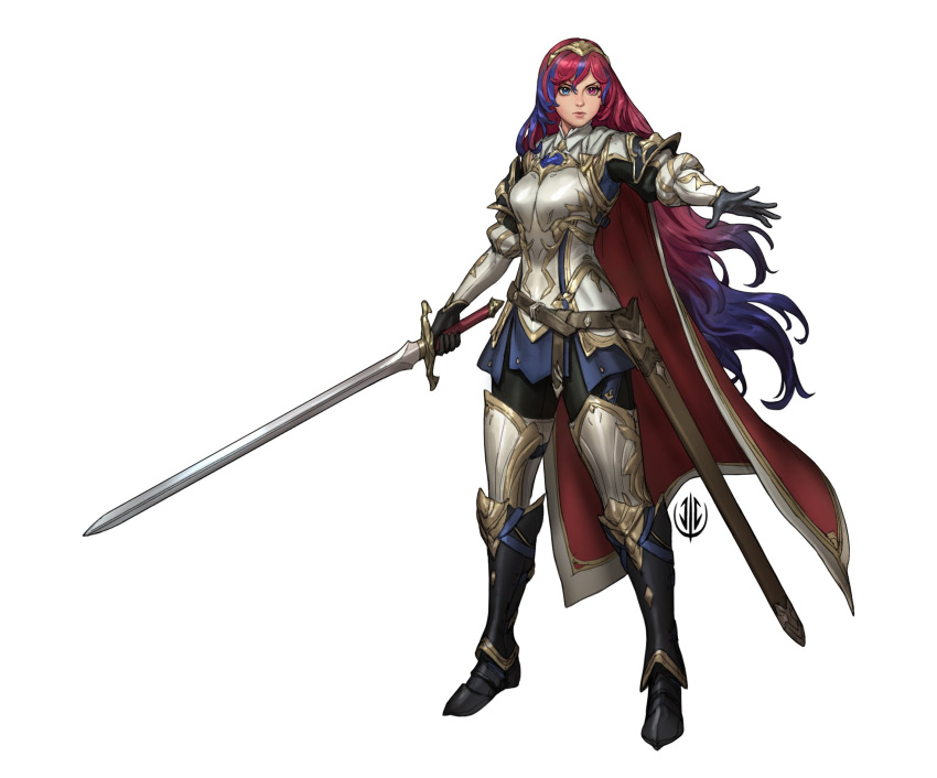 1girl, alear_(female)_(fire_emblem), alear_(fire_emblem), alternate_costume, armor, blue_eyes, fire_emblem, fire_emblem_engage