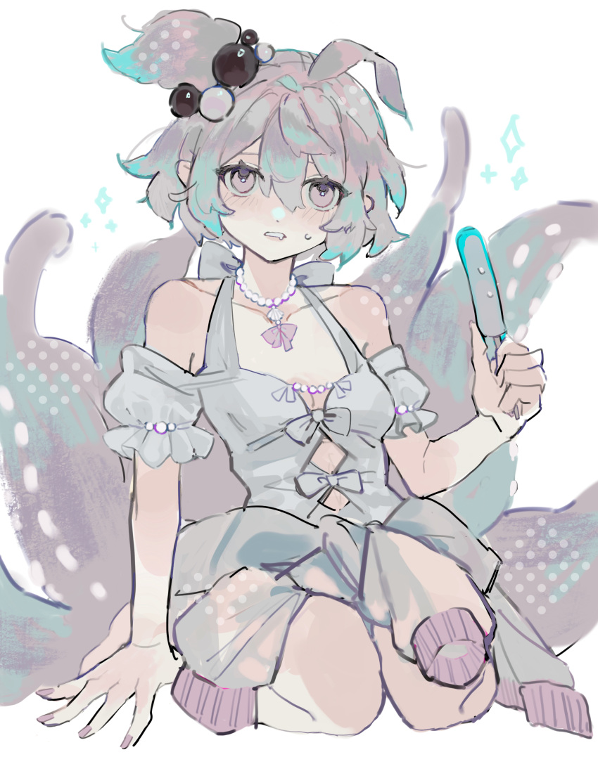1girl, absurdres, aqua_hair, arknights, english_text, food, highres, ice_cream