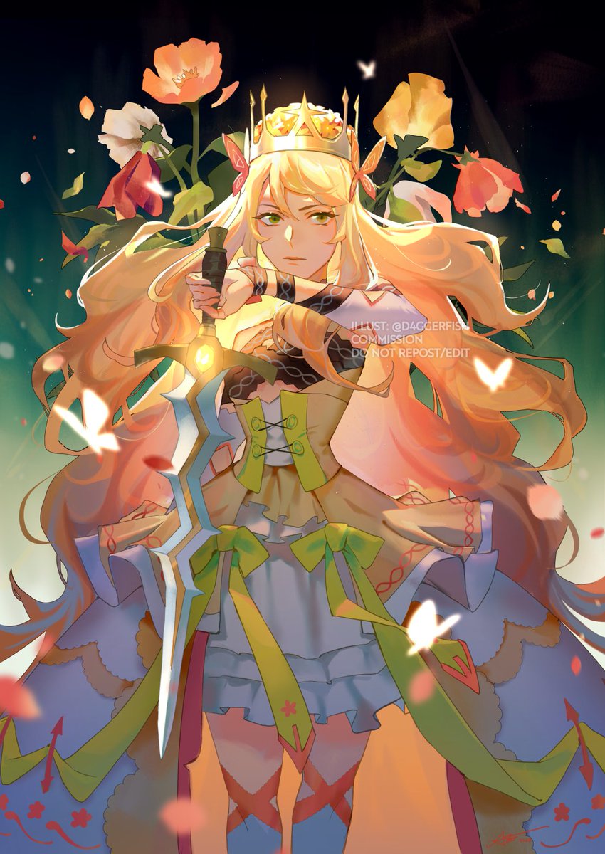 1girl, blonde_hair, celine_(fire_emblem), corset, crown, d4ggerfish, dress, fire_emblem
