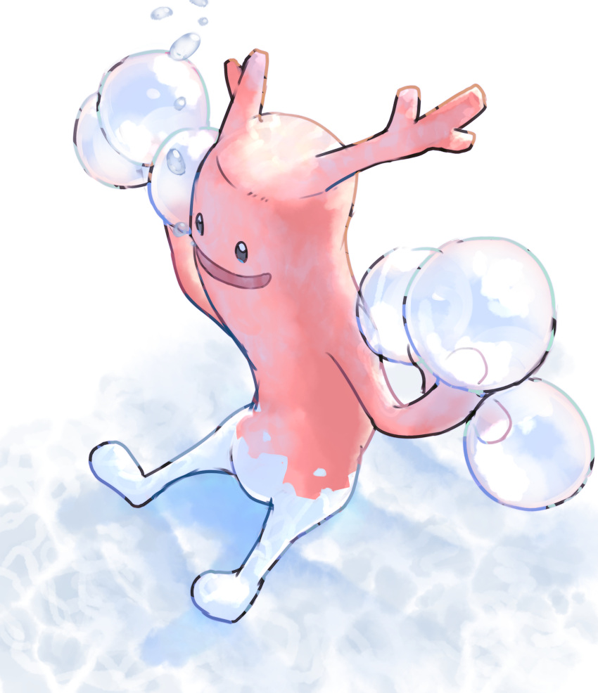 :d, absurdres, black_eyes, commentary_request, corsola, full_body, fusion, happy