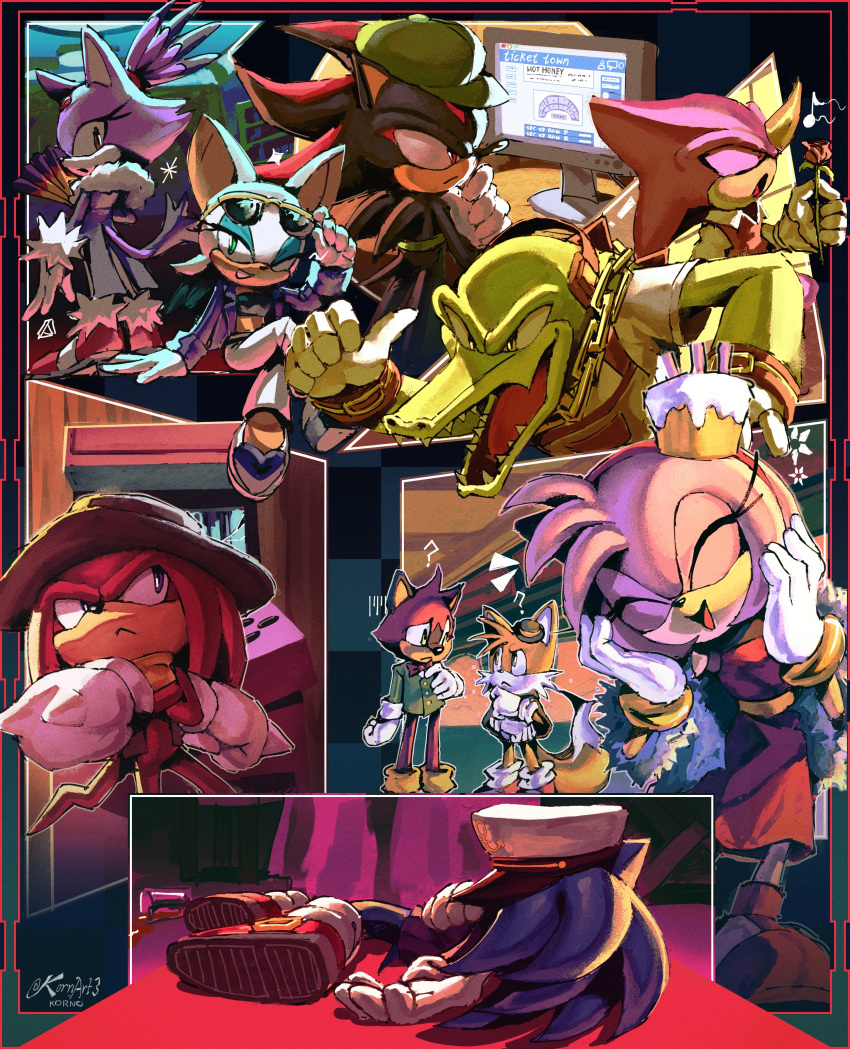 1other, 3girls, 6+boys, ?, absurdres, amy_rose, animal_ears, animal_nose