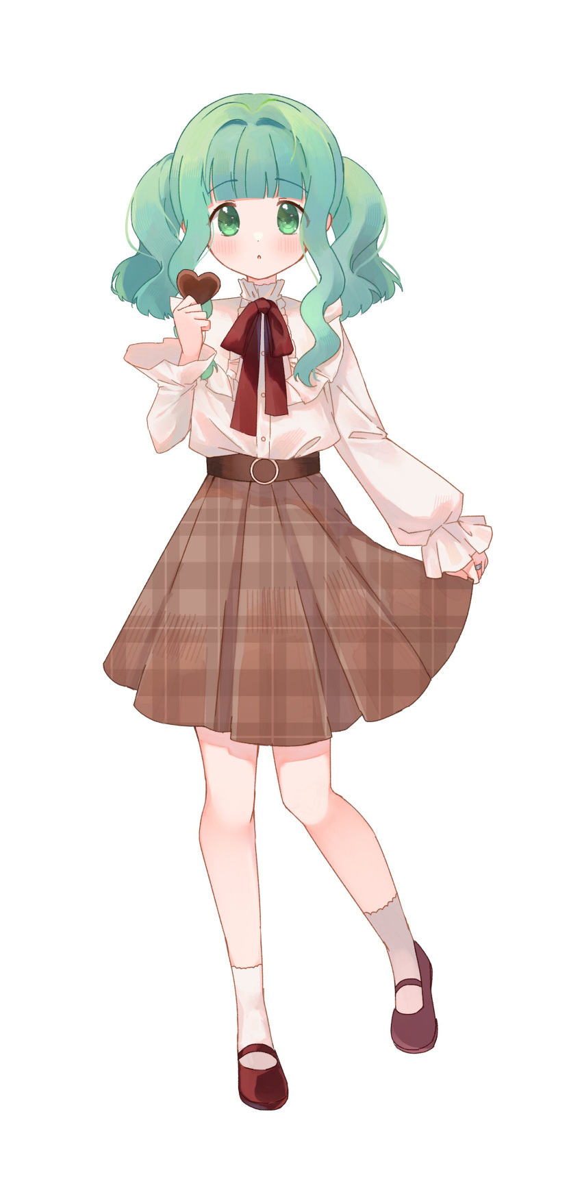 1girl, :o, absurdres, alternate_costume, aqua_hair, arm_at_side, belt, blunt_bangs