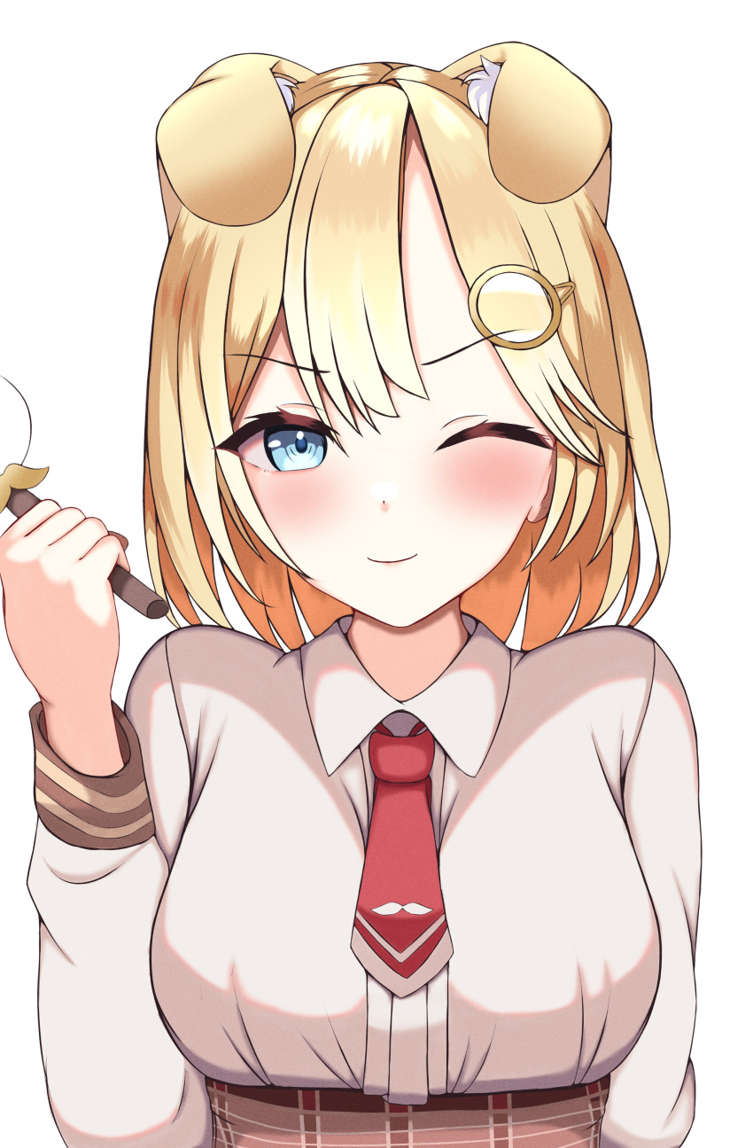 1girl, absurdres, blonde_hair, blue_eyes, bob_cut, high-waist, high-waist_skirt, highres