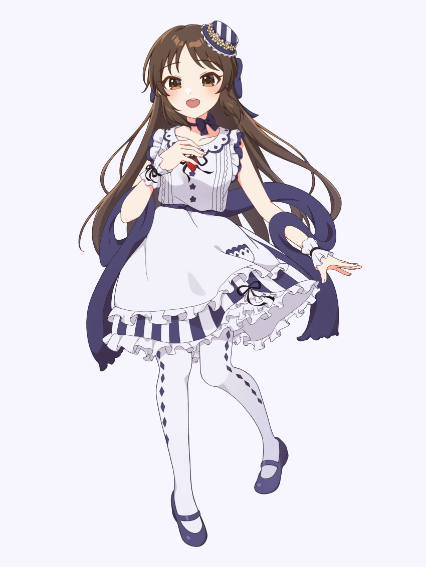 1girl, absurdres, blue_bow, blue_shawl, blush, bow, brown_eyes, brown_hair