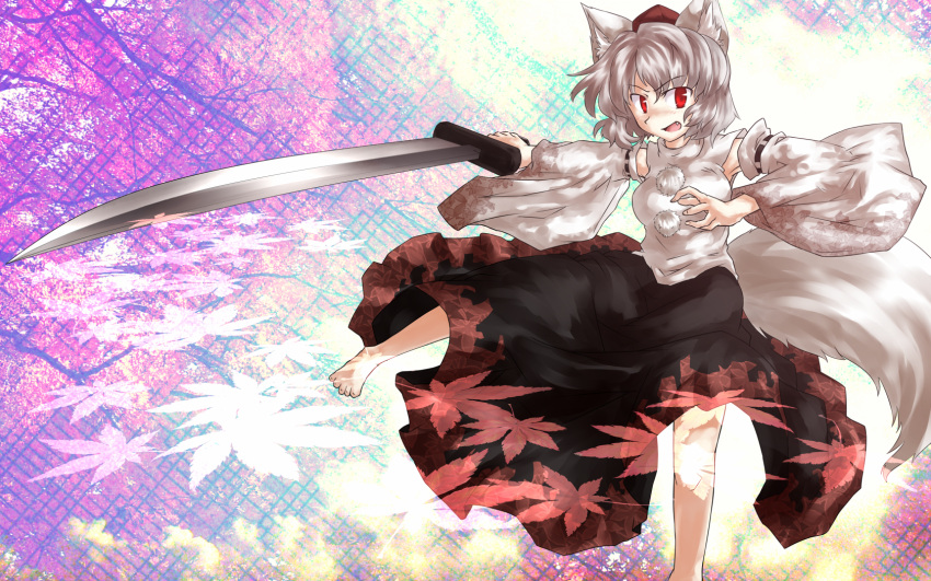 1girl, animal_ears, cynthia2, detached_sleeves, fang, feet, hat, highres