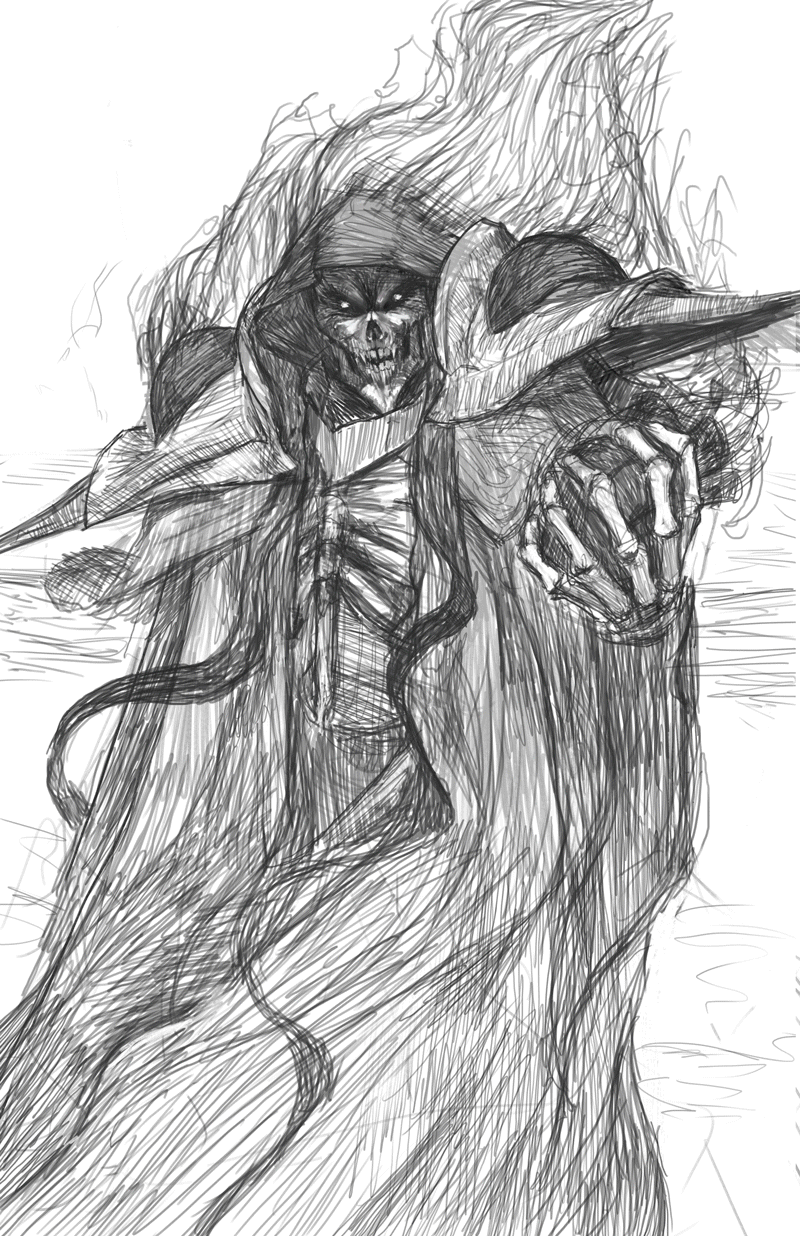 1boy, ainz_ooal_gown, animated, animated_gif, ari_ibarra, black_robe, blood, blood_on_hands, bone, commentary, energy, english_commentary, eye_trail, fantasy, floating_clothes, glowing, glowing_eye, greyscale, hand_up, heart, heart_(organ), highres, holding, holding_heart, hood, hood_up, hooded_robe, jewelry, lich, light_trail, looking_at_viewer, magic, making-of, male_focus, monochrome, non-repeating_animation, orb, outdoors, overlord_(maruyama), red_eyes, ribs, ring, robe, shade, skeletal_arm, skeleton, sketch, skull, standing, undead, upper_body, wide_sleeves