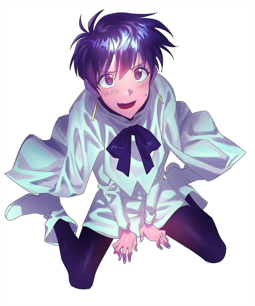 1girl, black_hair, blue_ribbon, earrings, h_ysk_0, hair_between_eyes, highres, jewelry