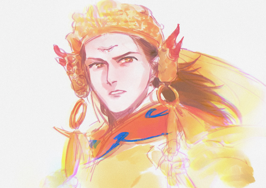 1boy, absurdres, amerland, brown_eyes, brown_hair, crown, fei_ren_zai, highres
