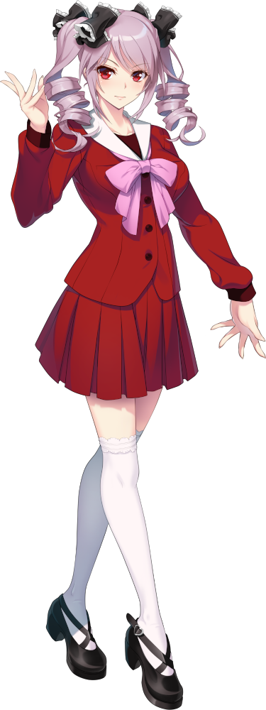 1girl, black_footwear, drill_hair, full_body, long_hair, long_sleeves, looking_at_viewer, mikoshiba_saria