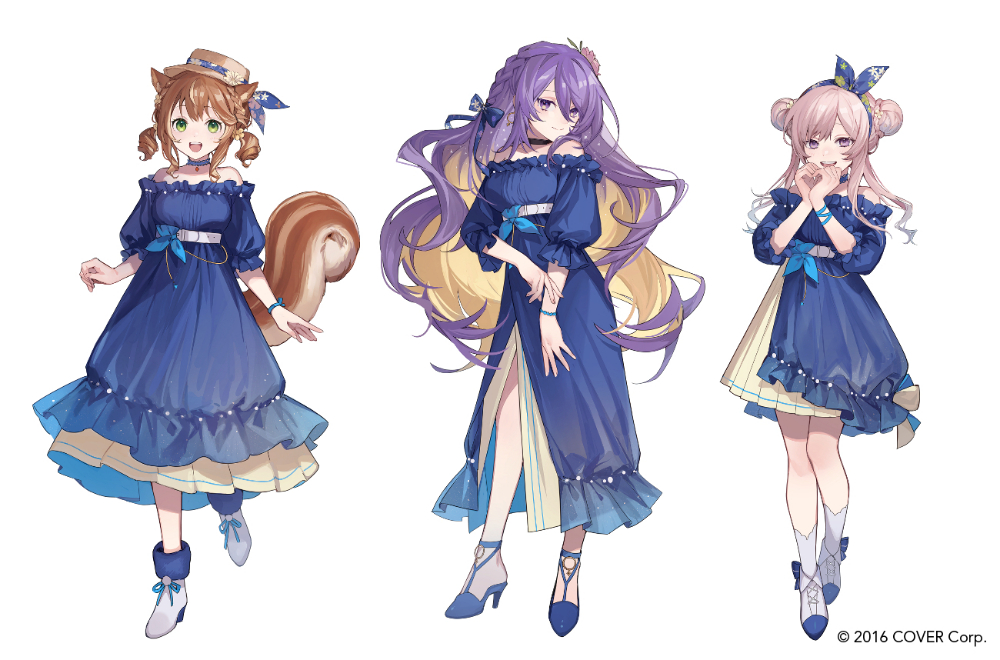 3girls, :d, airani_iofifteen, animal_ears, ankle_boots, area_15, ayunda_risu, belt