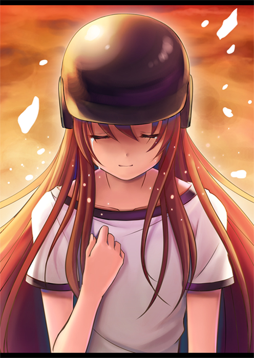 bla_(artist), brown_hair, closed_eyes, helmet, tears, yui_(angel_beats!)