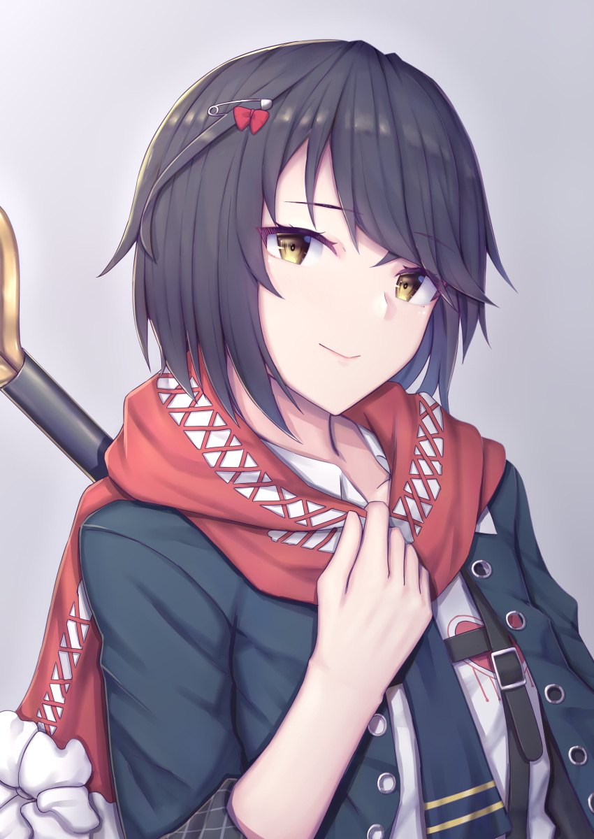 1boy, absurdres, black_hair, blue_coat, blue_necktie, closed_mouth, coat, commentary_request