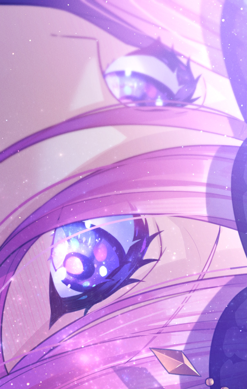 1girl, eye_focus, hair_between_eyes, heaven_burns_red, highres, jenevan, multicolored_eyes, pink_hair
