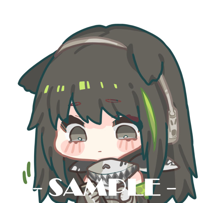 1girl, animal_ears, bare_shoulders, black_hair, blush_stickers, chibi, closed_mouth, commentary_request