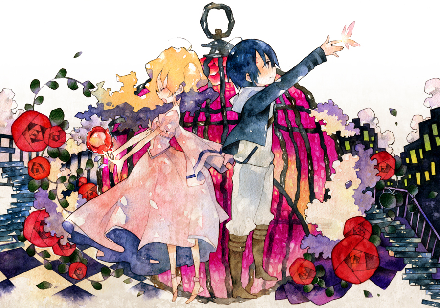boots, butterfly, cage, dress, flower, jacket, nia_teppelin, pink_dress