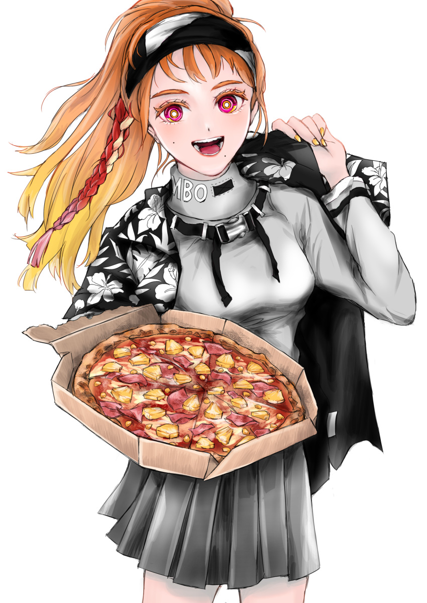1girl, absurdres, black_coat, black_skirt, blonde_hair, blush, bright_pupils, coat