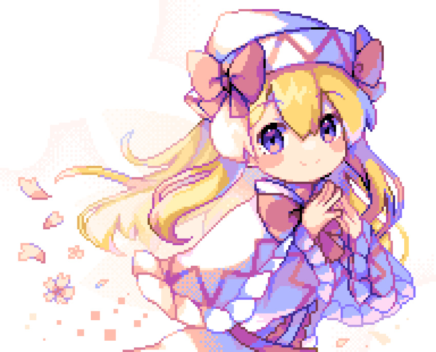 1girl, absurdres, blonde_hair, blue_eyes, blush_stickers, capelet, closed_mouth, dress
