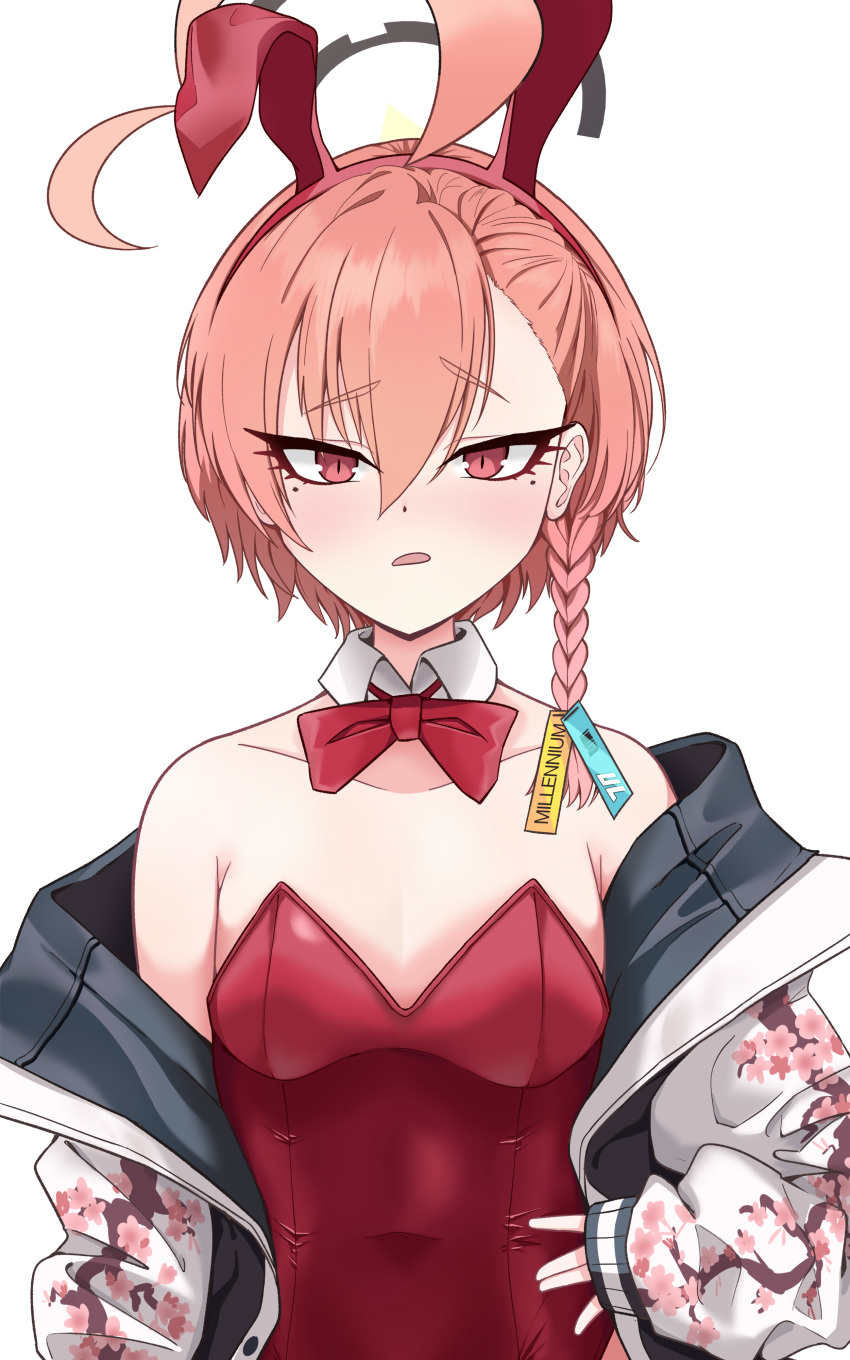 1girl, absurdres, animal_ears, bare_shoulders, bigmt_kid, blue_archive, bow, bowtie