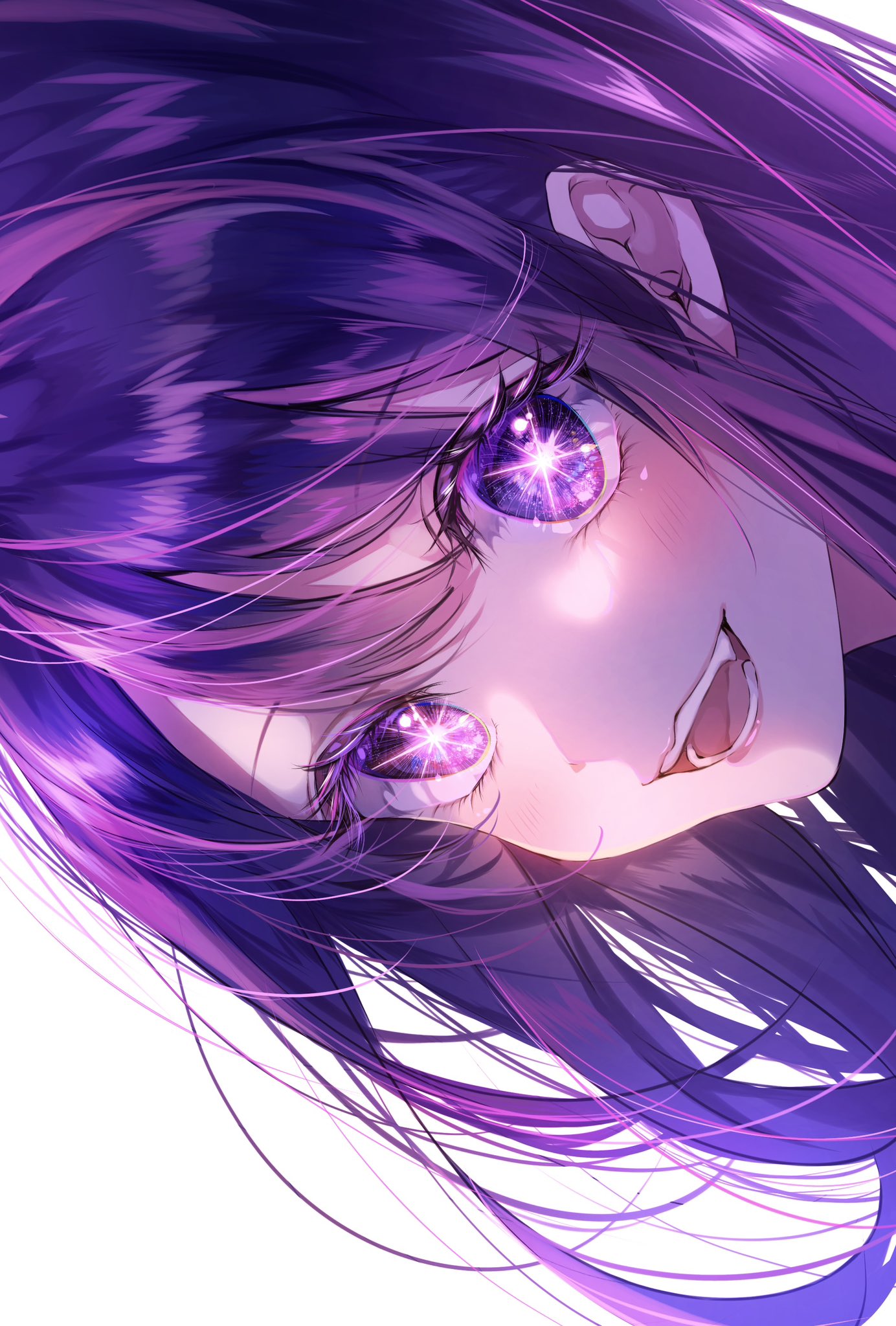 1girl, blush, hair_between_eyes, highres, hoshino_ai_(oshi_no_ko), long_hair, looking_at_viewer, open_mouth