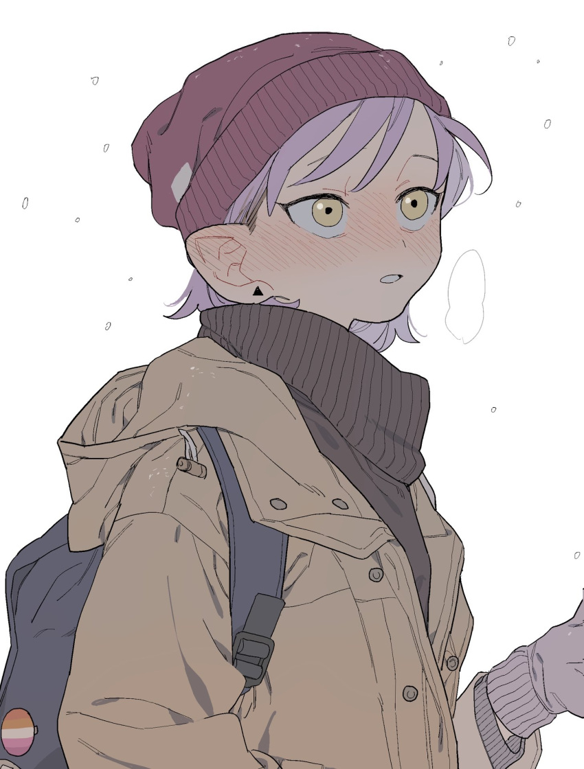 amity_blight, backpack, bag, beanie, blush, coat, dayama, earrings