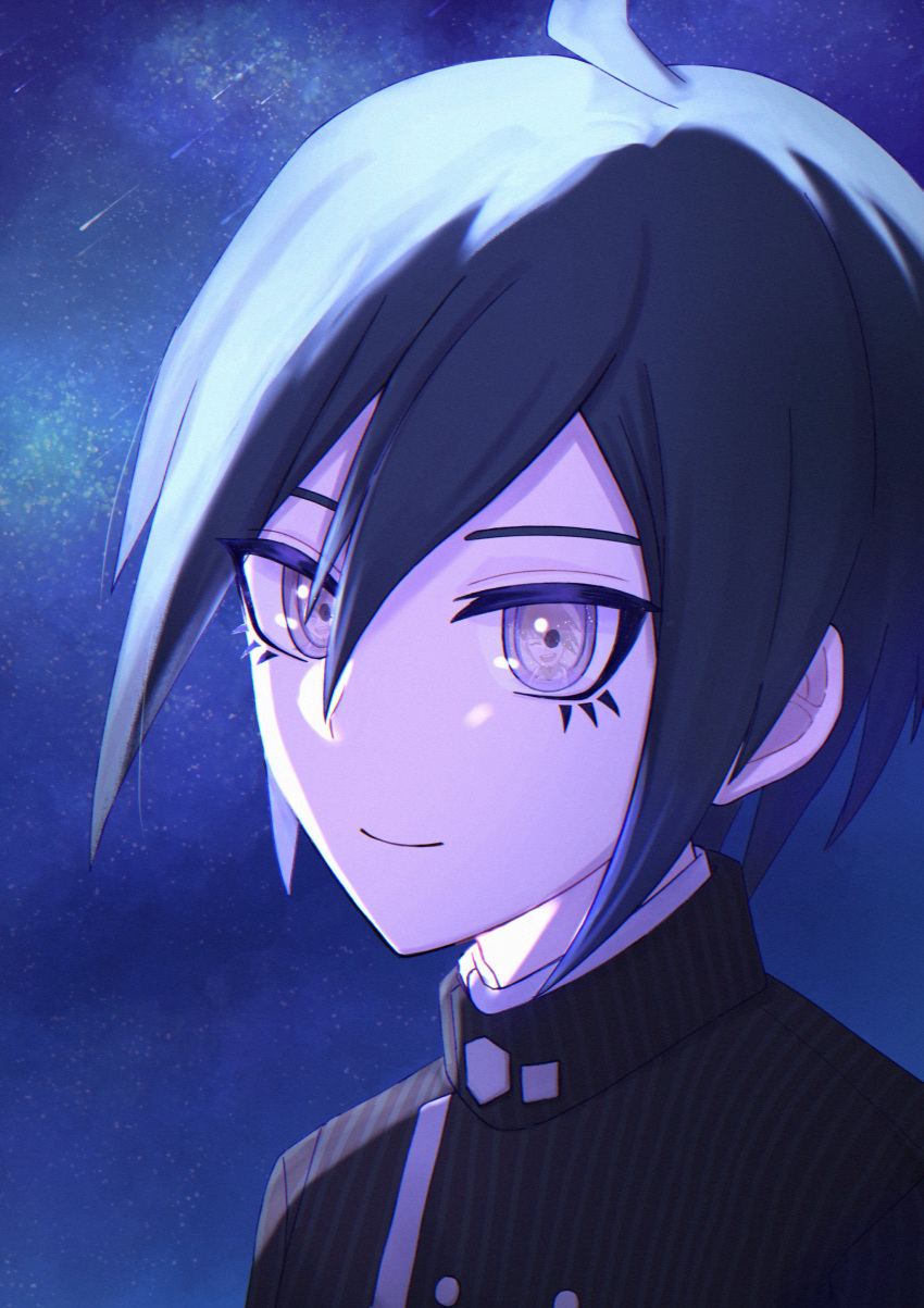 1boy, absurdres, ahoge, arironpawa, black_jacket, buttons, closed_mouth, danganronpa_(series)