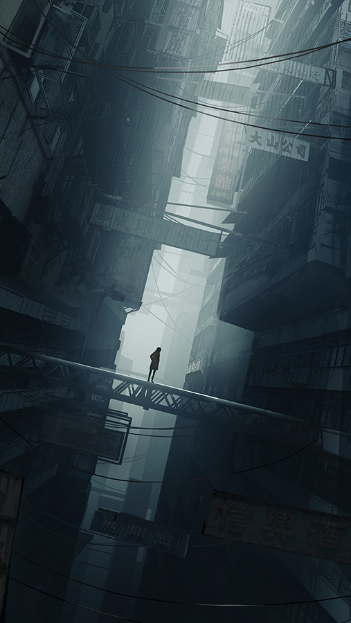 1other, abandoned, ambiguous_gender, apartment, building, fog, haru_akira, original