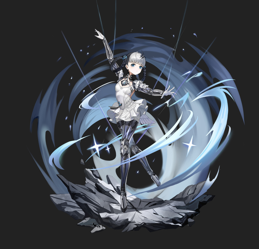 1girl, absurdres, ahoge, black_hair, blue_eyes, bombinata_(punishing:_gray_raven), braid, closed_mouth