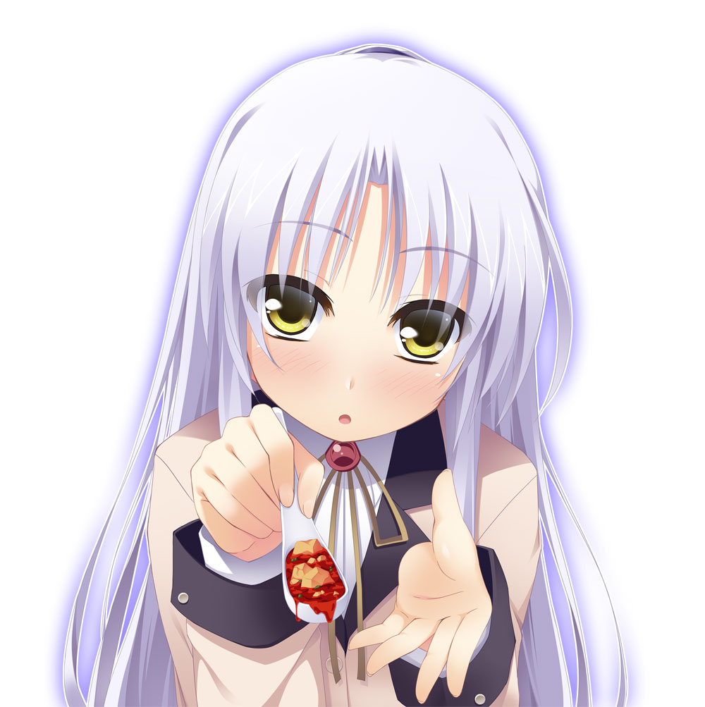 feeding, hitoguchi_(hioxhio), long_hair, maabou_doufu, mapo_doufu, pov_feeding, silver_hair, solo