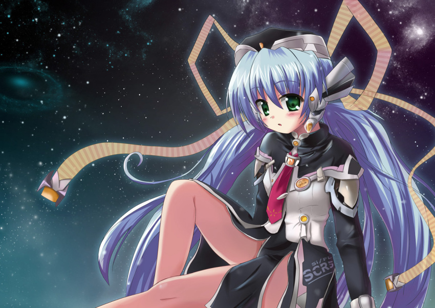 green_eyes, hat, hoshino_yumemi, long_hair, necktie, planetarian, rayhwang, ribbon