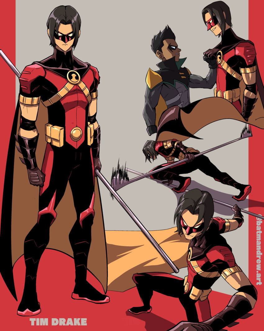 2boys, artist_name, batm_andrew, batman_(series), black_hair, cape, character_name, commentary