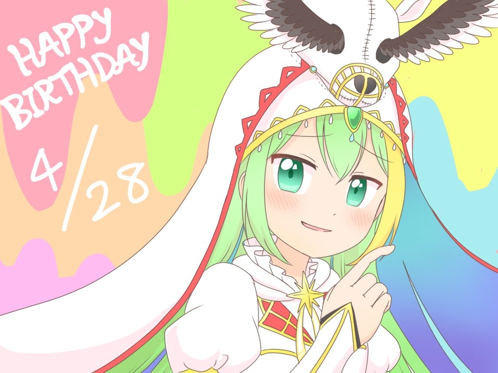 1girl, alina_gray, aqua_eyes, blush, deer_head, feathered_wings, gem, green_gemstone