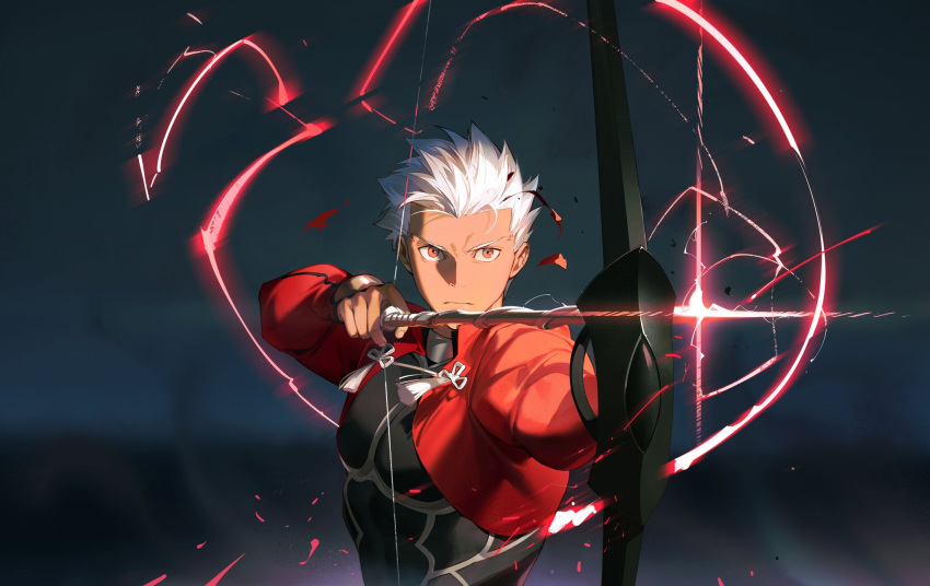 1boy, archer_(fate), arrow_(projectile), bow_(weapon), dark-skinned_male, dark_skin, fate/stay_night, fate_(series)