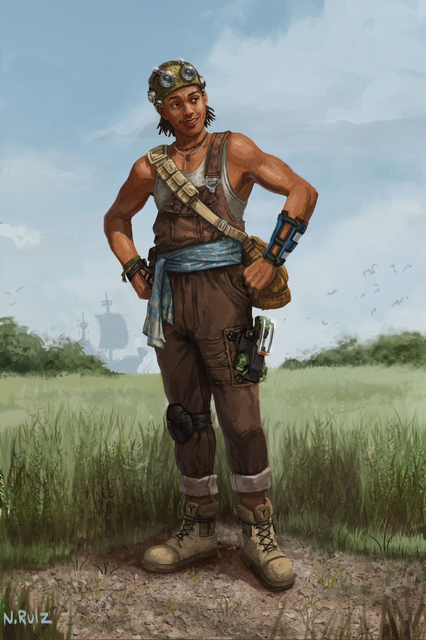 1boy, absurdres, artist_name, bag, bird, black_eyes, black_hair, bracer