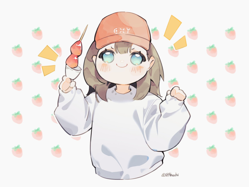 1girl, akechi_(826988799), animification, baseball_cap, blue_eyes, blush, brown_hair, character_name