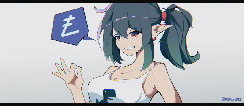 1girl, arknights, black_hair, closure_(arknights), earrings, google, highres, jewelry