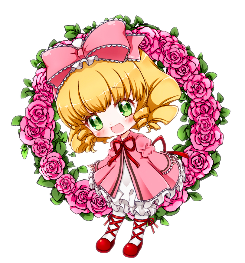 1girl, :d, blonde_hair, bloomers, blush, bow, chibi, coat
