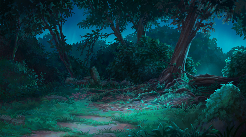 absurdres, bush, grass, highres, nature, night, no_humans, original, outdoors, plant, sanaacoste, scenery, shrub, tree