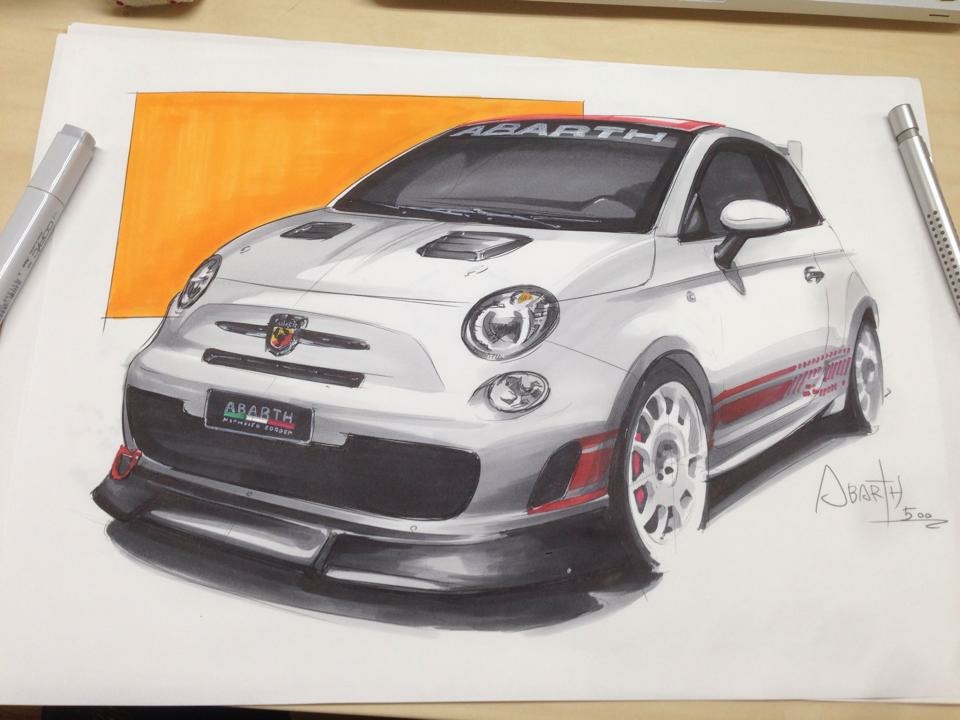 abarth, art_tools_in_frame, car, company_name, fiat, fiat_500_abarth, fiat_nuova_500, marker_(medium)