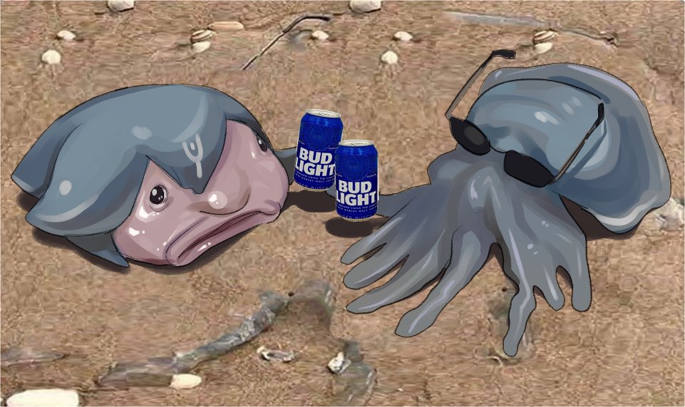 animal_focus, bao_(vtuber), beer_can, blobfish, can, indie_virtual_youtuber, no_humans, octopus