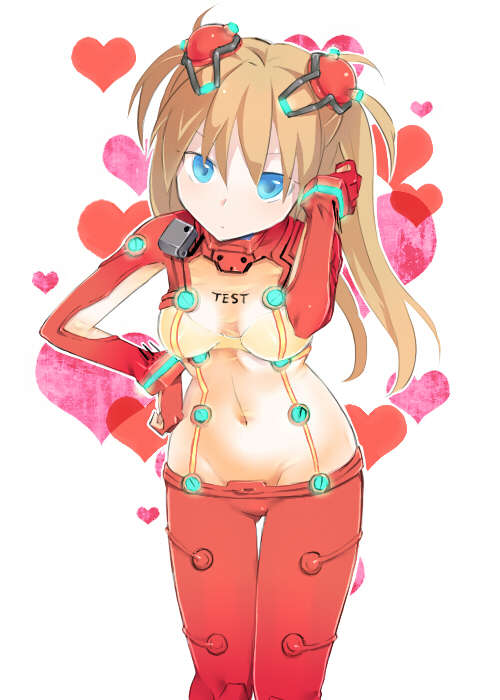 ayamoto, blue_eyes, bodysuit, brown_hair, evangelion:_2.0_you_can_(not)_advance, hand_on_hip, heart, long_hair