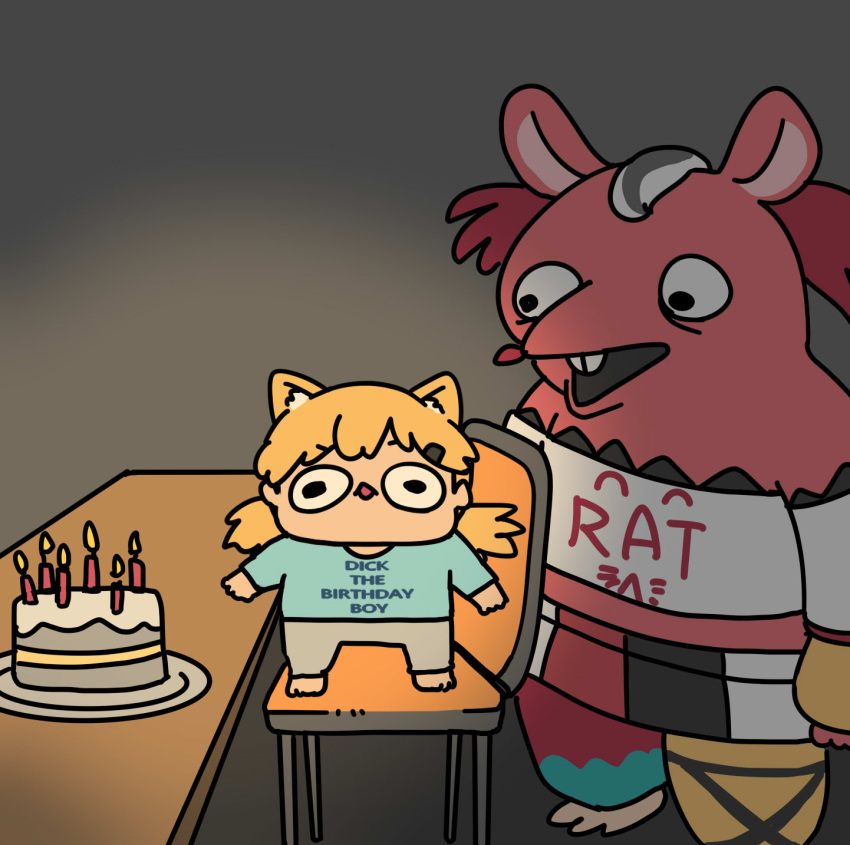 2girls, :v, afei_(sfma3248), animal_ears, billy_bob_brockali, billy_bob_brockali_(cosplay), birthday, birthday_cake