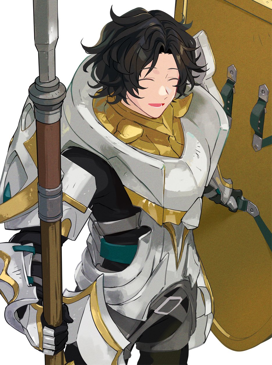 1boy, armor, black_hair, closed_eyes, fire_emblem, fire_emblem_engage, full_armor, highres