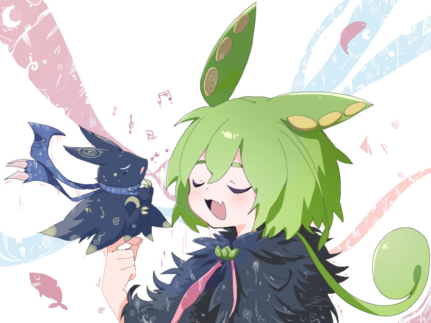 1girl, 1other, animal_on_hand, animalization, bat_(animal), bat_on_hand, claws, cloak