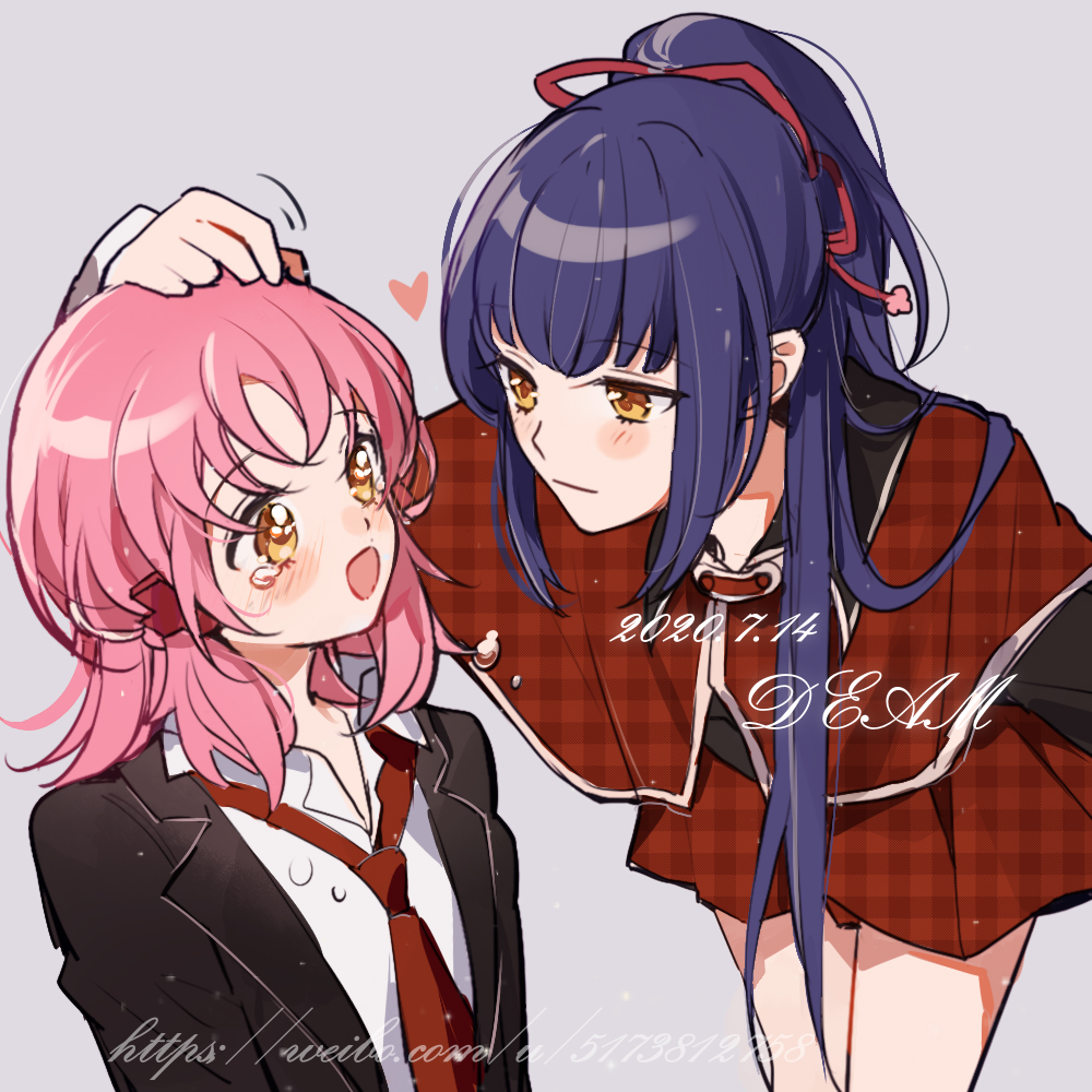 1boy, 1girl, 2020, black_jacket, blazer, blush, collared_shirt, crying