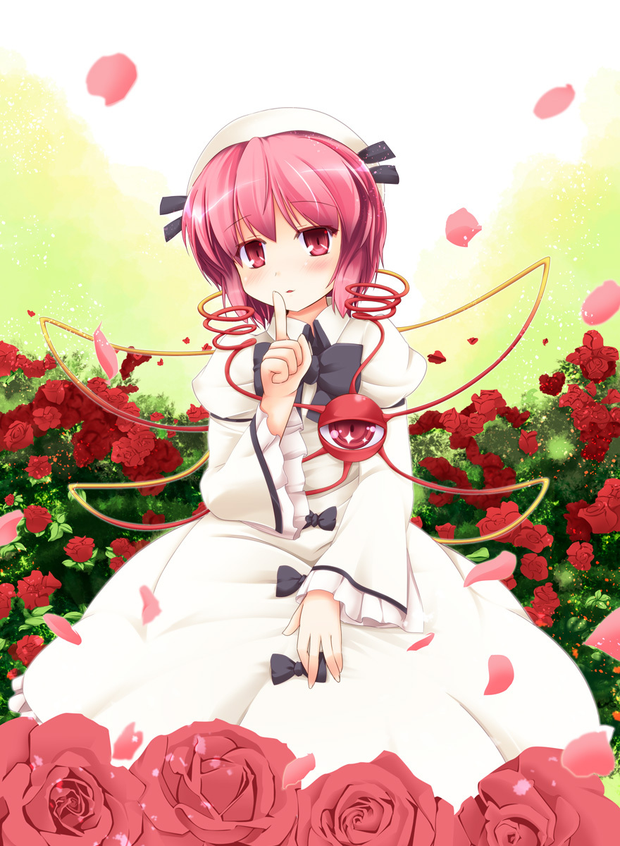 eyes, flower, hat, heart, highres, komeiji_satori, looking_at_viewer, luna_child