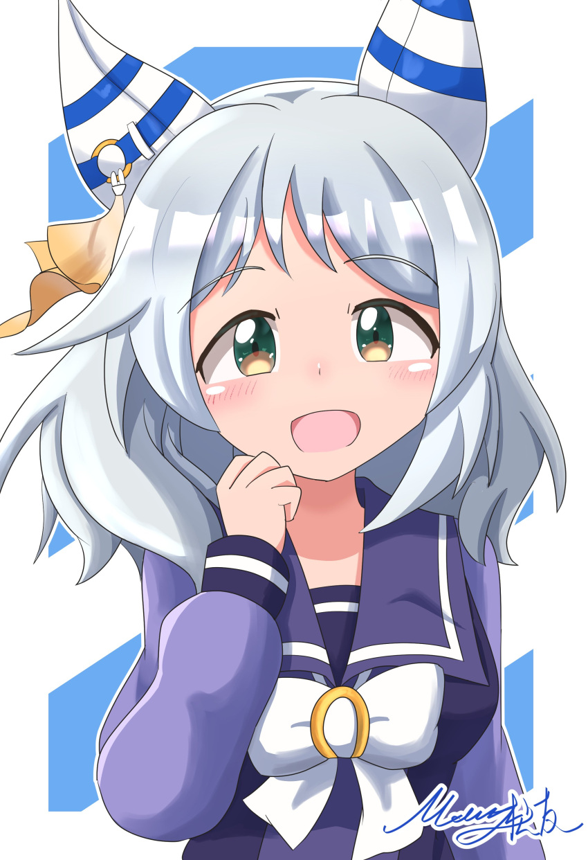 1girl, absurdres, animal_ears, blush, breasts, brown_eyes, clenched_hand, commentary_request