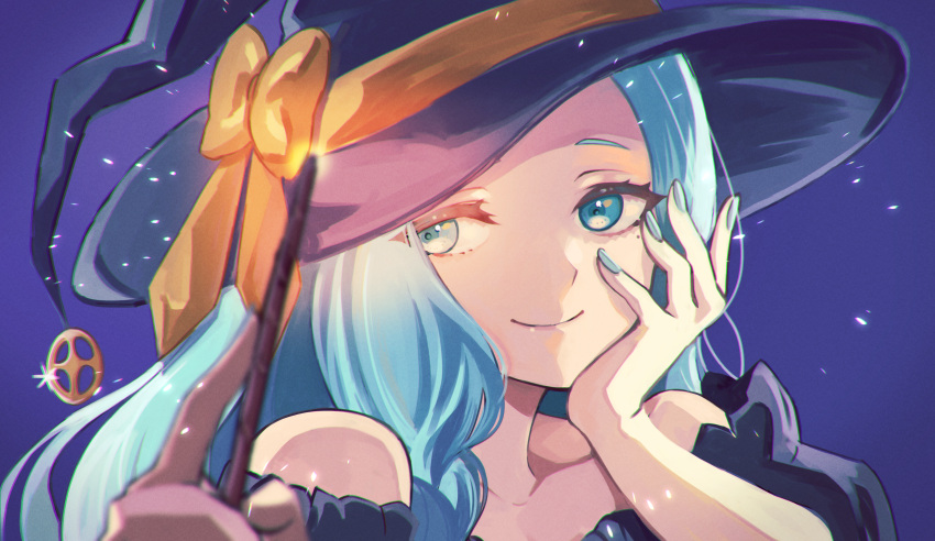 1girl, absurdres, aqua_eyes, aqua_hair, aqua_nails, bow, closed_mouth, commentary_request
