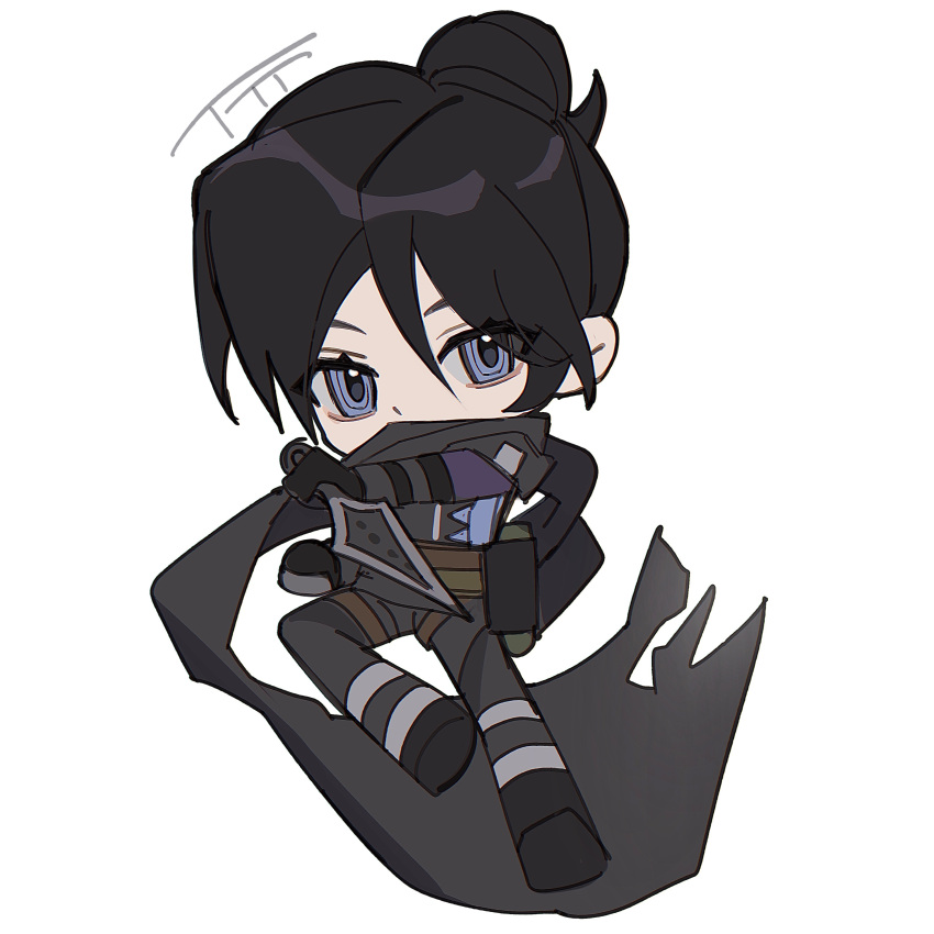 1girl, absurdres, animification, apex_legends, belt, black_bodysuit, black_gloves, black_scarf