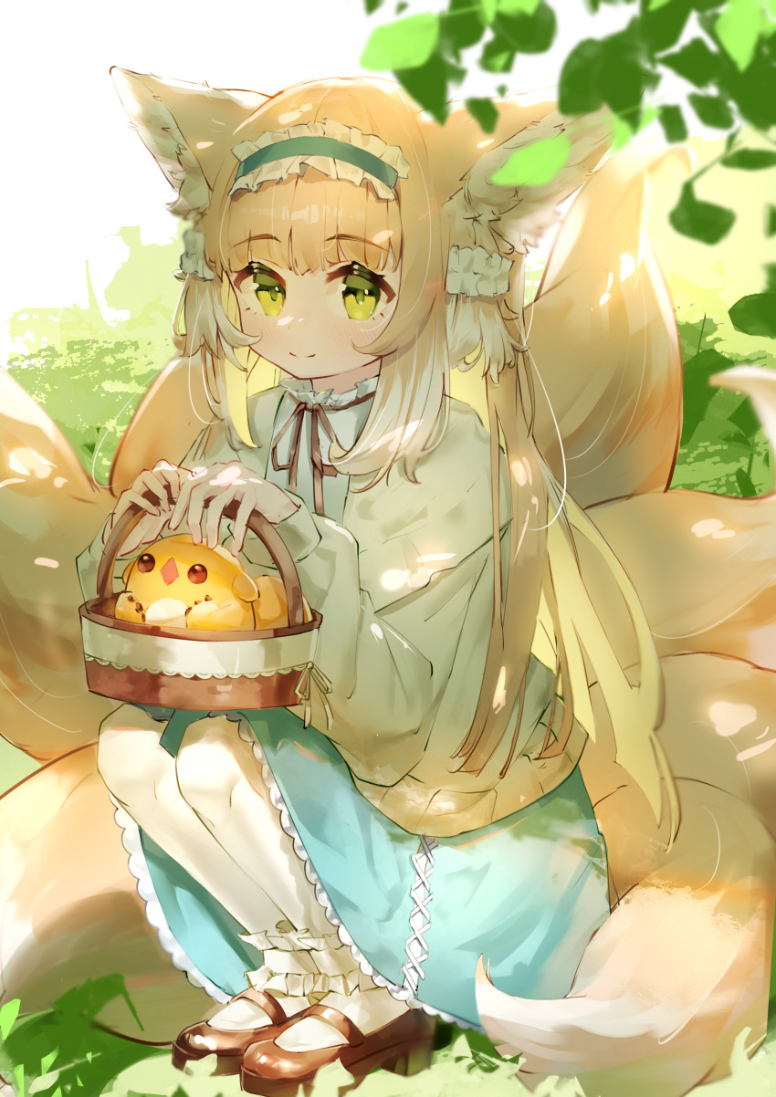 1girl, absurdres, animal_ear_fluff, animal_ears, ankle_socks, arknights, basket, bidiu_(the_legend_of_luoxiaohei)